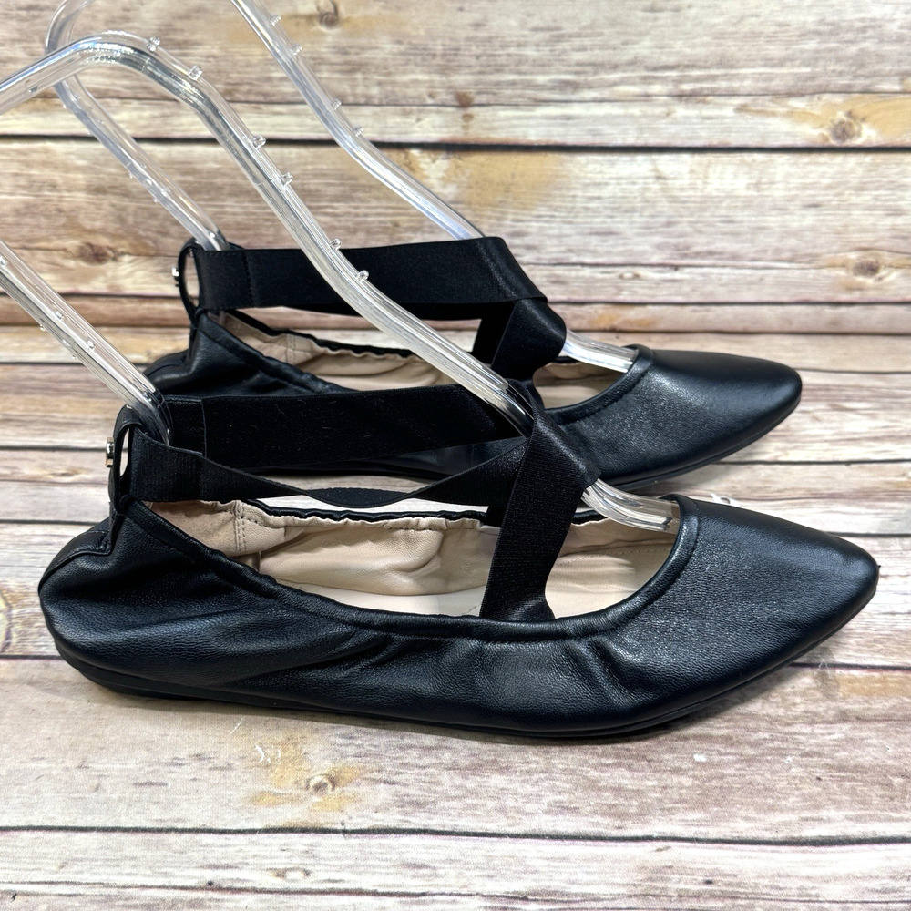 Taryn Rose Women’s Black Napa Leather Edina Pointed Toe Ballet Flat Shoes 9 - Picture 2 of 8
